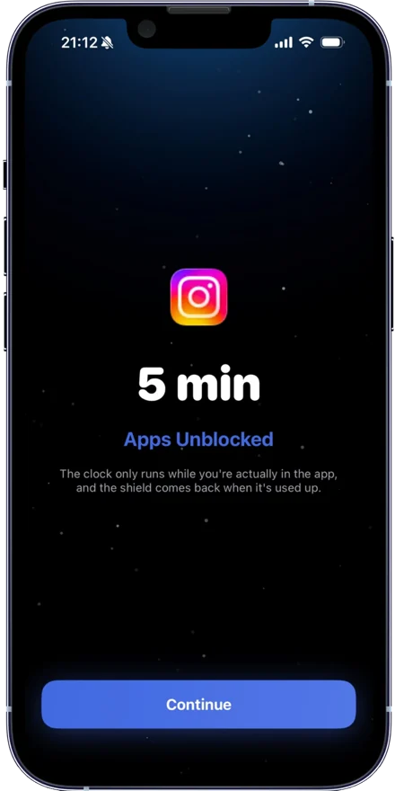 Apps unblocked for 5 minutes